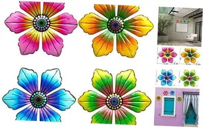 4PCS Metal Flowers Outdoor Wall Decor 6 Inch Metal Garden Wall Art Set Of 4 • $23.88