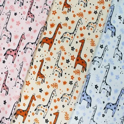 Brushed Cotton Winceyette Flannel Fabric Giraffes Safari Animals Giraffe • £1.50