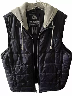 American Rag Mens Sleeveless Puffer Jacket With Detachable Hoodie XL Preowned • $25