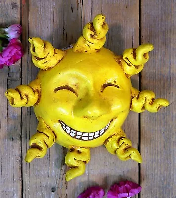 Grinning Sun Face Handmade Clay Wall Ornament By Rafael Pineda Mexican Folk Art • $43