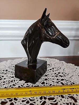 Metal Brass Bronze Color Horse Head Statue Sculpture Bust Figurine 7  Tall • $20