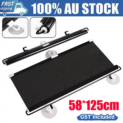 PVC Retractable Car Window Sun Shade Visor Windshield Roller Blind 125cm X 58cm • $18.75