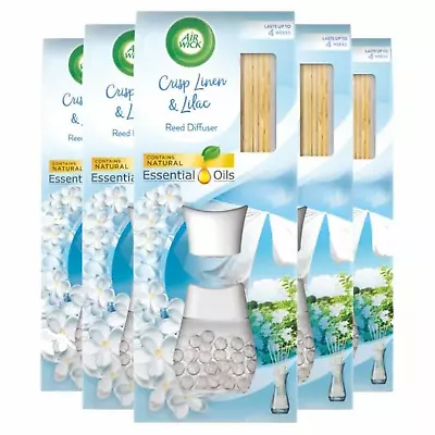 £20.49 • Buy 5 X Air Wick Crisp Linen & Lilac 33ml Reed Diffuser Natural Essential Oils