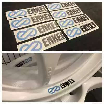 8x ENKEI WHEEL DECALS Stickers - Blue/Black - JDM Skyline GTR Silvia EVO WRX RX7 • $9.95