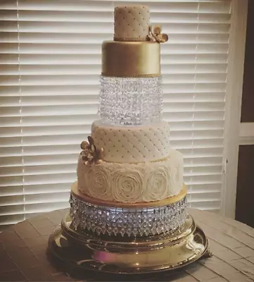 £40.15 • Buy Round Acrylic Crystal Wedding Cake Stand Kit With Crystals And LED Lights 6 -14 