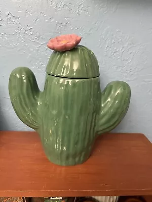 Treasure Craft Blooming Cactus Saguaro Cookie Jar With Maker Name Inside Lid USA • $50