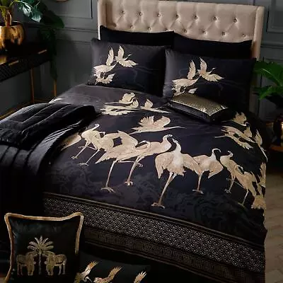 Laurence Llewelyn-Bowen Kireina 100% Cotton Duvet Cover Set In Black/Gold • £69.95