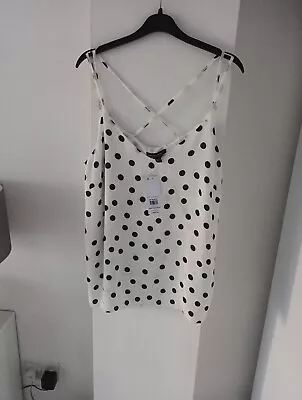 Dorothy Perkins Ladies White Spotted Top Size 14 Bnwt • £1.99