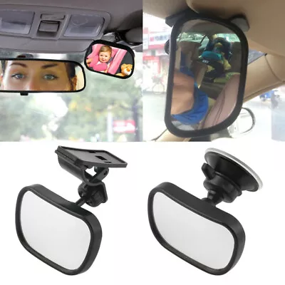 Car Mirror Universal Rear View Interior Adjustable Suction Cup Wide Long Safety • £8.09