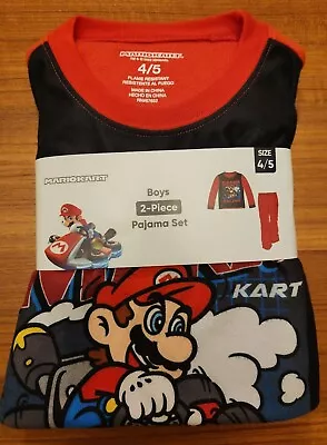 Mario Kart Nintendo Boys SIZE 4-5 Fleece Pajama Set PJs 2-Piece Sleepwear #10723 • $10