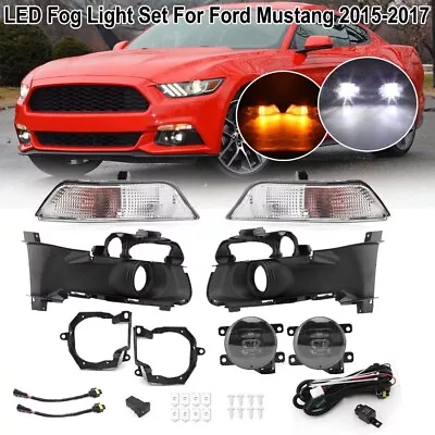 Front Bumper Fog Light Cover Turn Signal Lamp Kit For Ford Mustang 2015 16 2017 • $178.19