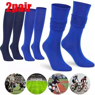2Pair Mens Football Plain Long Socks Sport Over Knee For Hockey Soccer Baseball • $10.25