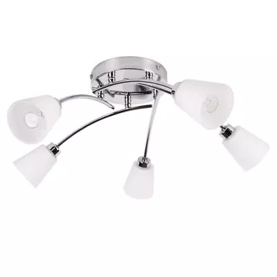 Litecraft Ceiling Light Semi Flush 5 Arm With Glass Shades - Chrome Clearance    • £48.99