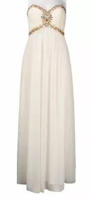 CACHET Sweetheart Strapless Ivory Beaded Empire Long Prom Evening Dress NEW Sz 6 • $119.92