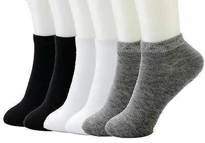 6-12 Pairs Ankle Crew Mens Womens Sport Socks Breathable Thin Black White Gray  • $13.99