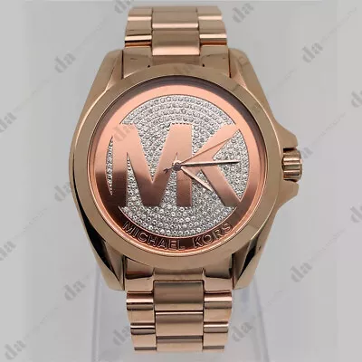 Michael Kors MK6437 Bradshaw Rose Gold Tone MK Logo Dial Analog Women's Watch • $102