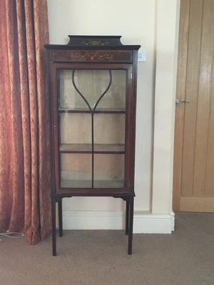 £25 • Buy Antique Display Cabinet, Mahogany With Glass Doors, Beautiful Inlay Design