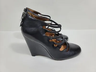 MRKT Brand Black JACEY Strappy Wedge High Heels Shoes Size 38.5 / U.S. 8.5 • $19.99