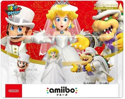 Nintendo Super Mario Odyssey Wedding Amiibo 3-pack Mario Bowser Peach No-box • $188