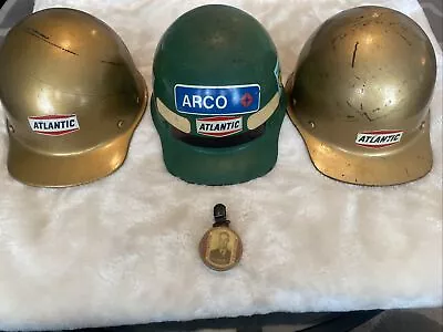 Vintage Lot Of 3 Atlantic Refining Co MSA Skullguard Hard Hats Plus Employee ID • $249