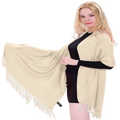 Champagne Solid Colour Design Shawl Scarf Stole Wrap Pashmina CJ Apparel **NEW** • £19.99