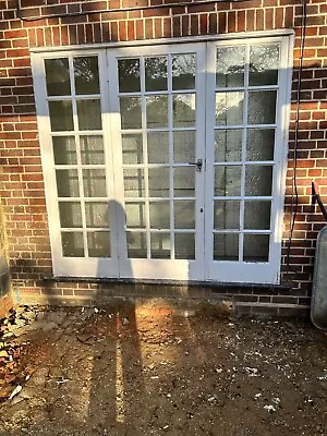 £100 • Buy French Doors Wood Hardwood White Used Door External Exterior Side Light Lights