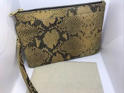 Laura Di Maggio Bag Snake Print Leather Clutch Envelope Bag Made In Italy Tan • $22