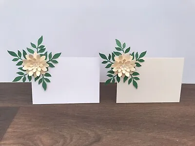 £3.20 • Buy 10 Flat Name Cards 3D Flower Wedding Party Birthday ( Cream )
