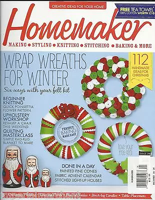 Homemaker Magazine Winter Wreath Christmas Frosted Bottles Table Placemats 2014 • £16.36