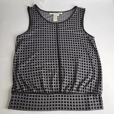 Lg Women's Classy Geometrical Design Tank Top Max Studio Faux Leather Trim • $11.99