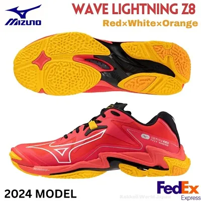 MIZUNO Volleyball Shoes WAVE LIGHTNING Z8 V1GA2400 02 Red/White/Orange UNISEX • $150.50