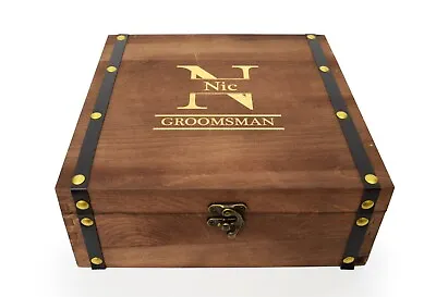 Personalised Wooden Box Wedding Groomsmen Keepsake Engraved Gifts Personalized • £15.80
