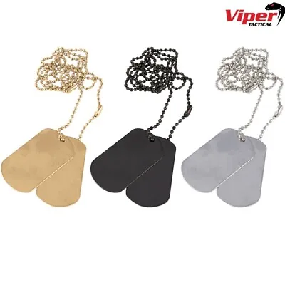 Viper Military Dog Tags Army Id Tag Necklace Mens Boys Soldier Silver Gold Black • £3.99