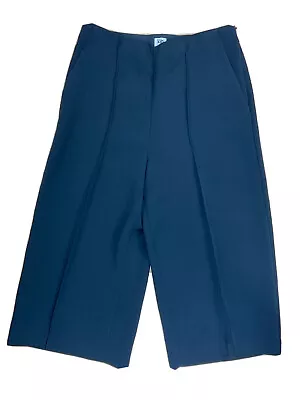 £27 • Buy KIN John Lewis Black Wide Leg Crop Trousers Culottes 12 Pin Tuck Crease Smart