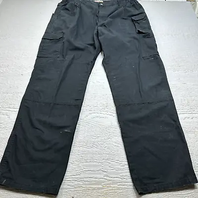 5.11 Tactical Pants Mens 40X36 Black Cargo Canvas Workwear Pockets Elastic Waist • $22.99