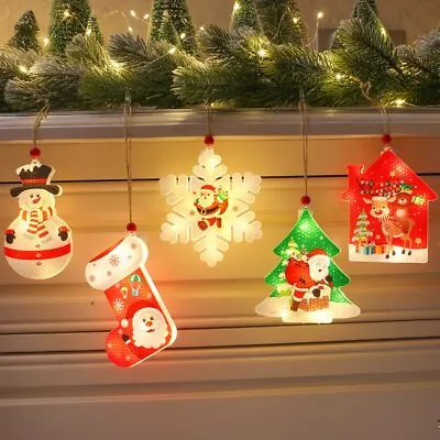 Christmas Hanging Ornaments With LED Lights Battery Window Xmas Tree Decoration • $10.44