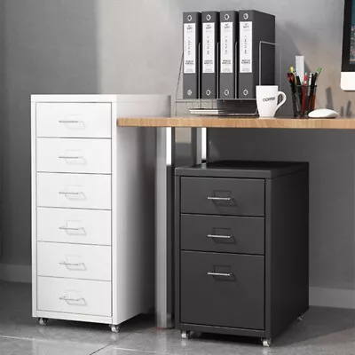 Office Filing Cabinet Mobile Under Desk File Storage Cupboard 3-10 Drawers Unit • £49.95