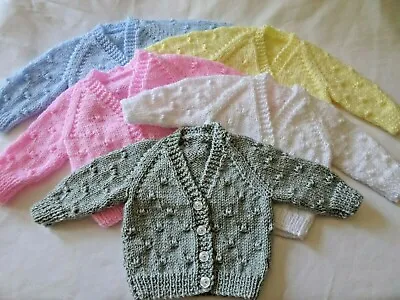 Vintage Style Hand Knitted V Neck Baby Cardigan In A Choice Of Sizes And Colours • £8.99