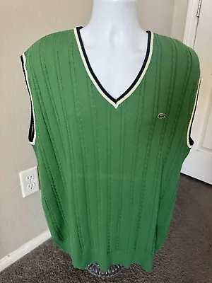 Lacoste Men's Sweater Vest Cable Green Size 7/ 2XL XXXL • $24.99