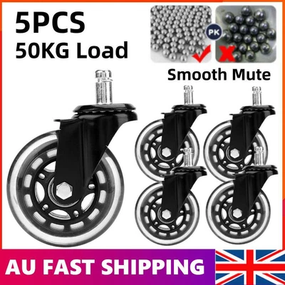 $26.89 • Buy 5X Rollerblade Office Chair Caster Rolling Roller Wheel Circlip​ 75mm Mute AU
