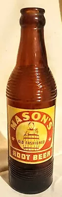 Vintage Mason’s Old Fashioned Root Beer ACL Bottle From Chicago Illinois 10oz. • $28