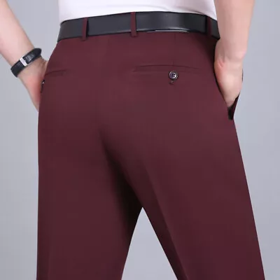 Mens Formal Dress Pants Straight Trousers Slim Casual Office Wedding Business • $24.28