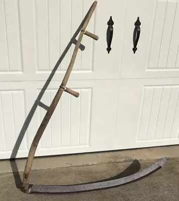 Vintage Antique 60” Long W/ 44” Blade Scythe Farm Sickle Hay Tool • $179.99