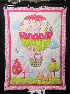 Circo Crib Girl Bedding Nursery Up We Go Owl Bird Bunny Fox Hot Pink Lime Green • $15.99