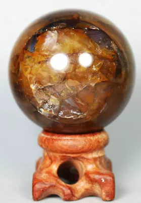 146g NATURALYellow PHANTOM MULTI INCLUSIONS Rainbow CRYSTAL Sphere Ball / Stand • $13.59