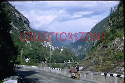 35mm Slide 1956 Motorcyclist On Tour Simplon Pass Switzerland • £9