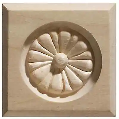 Flower 2.476-in X 2.51-in Square Unfinished White Hardwood Wood Rosette • $7.95