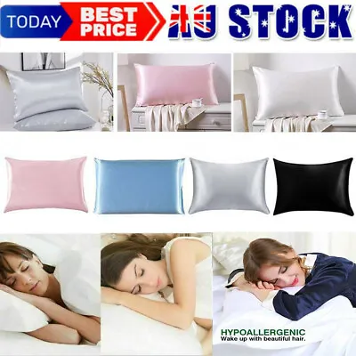 $6.98 • Buy Pure Silk Pillowcase Satin Pillow Cases Cushion Covers Smooth Bedding Home Decor