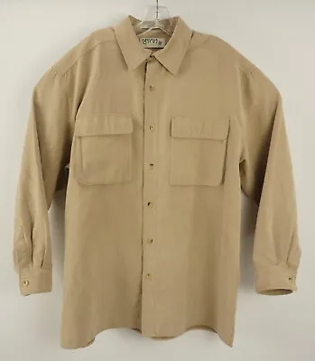 Orvis Micro Suede Men's Large Tan Sueded Polyester Outdoor Field Shirt Jacket • $59.95