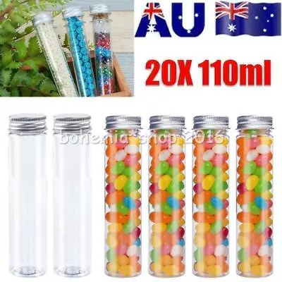 20x Clear Plastic Test Tubes With Metal Cap Screw Lid For Wedding Party Decr • $15.25